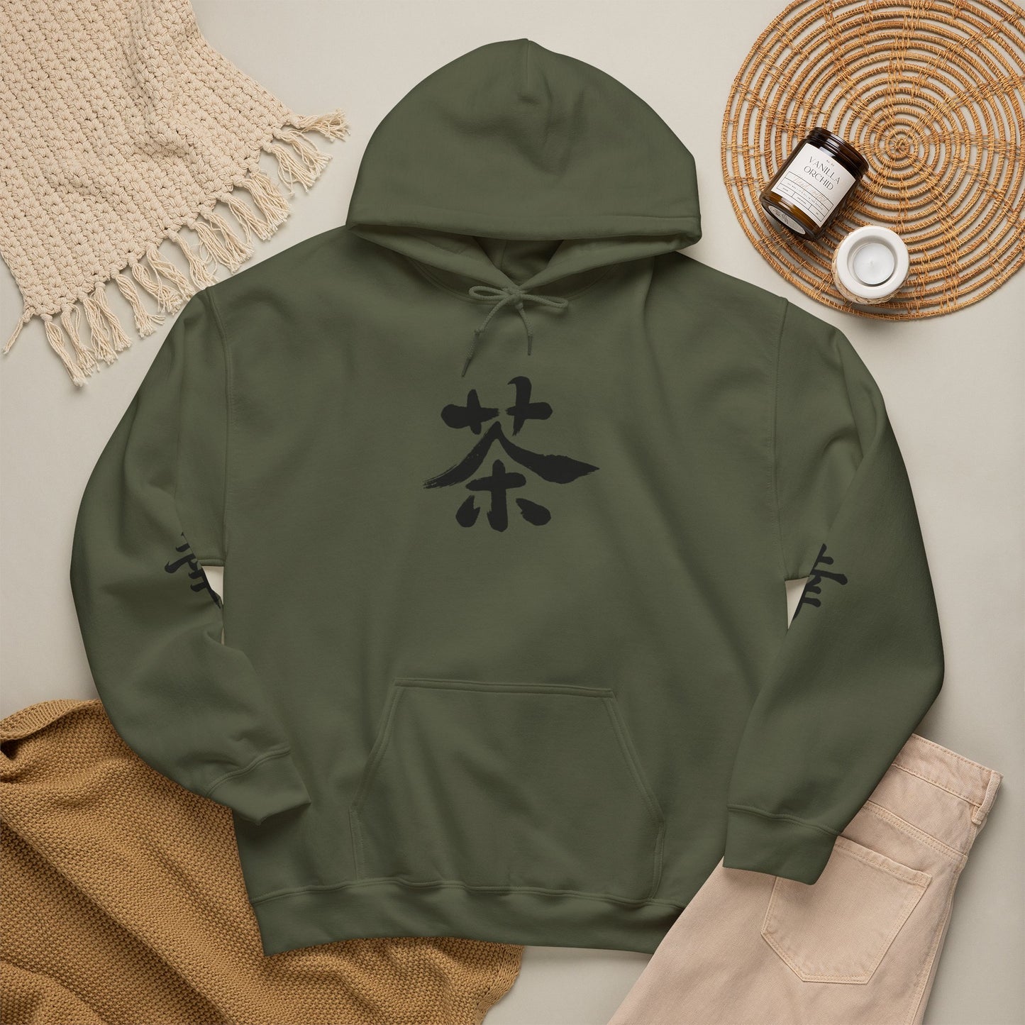 Hoodie — Calligraphie 茶 (Thé)