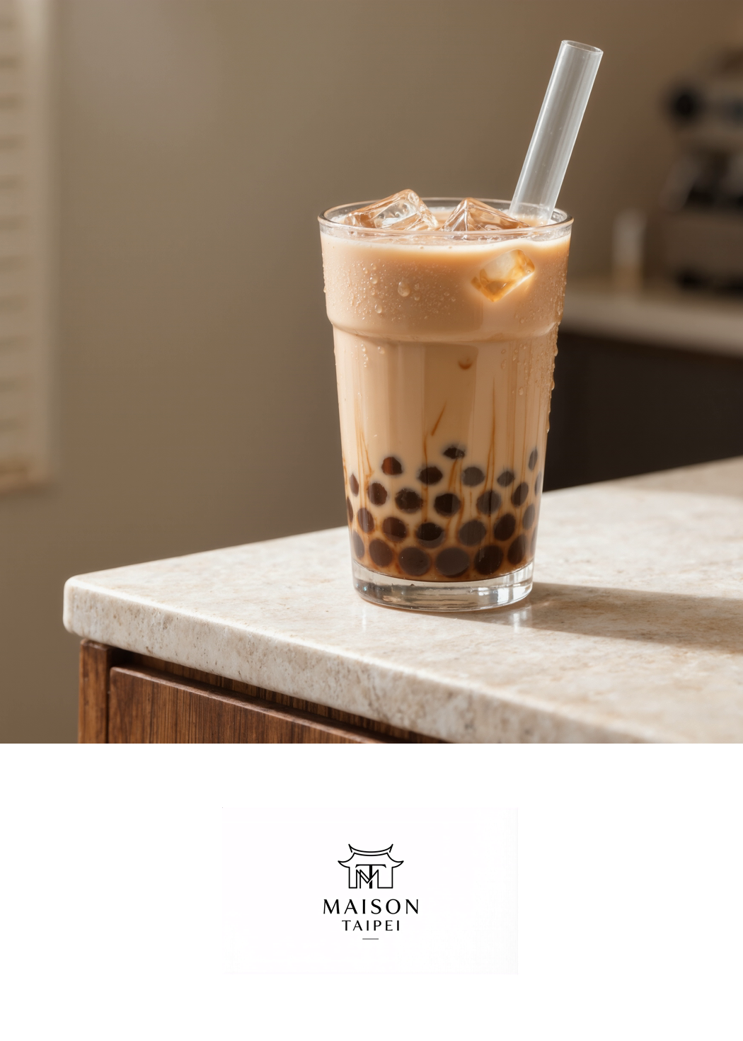 Carte gourmande illustrant le thé au lait aux perles taiwanais