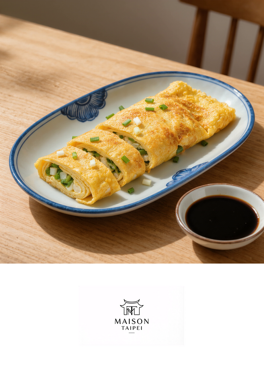 Carte gourmande illustrant le danbing taiwanais