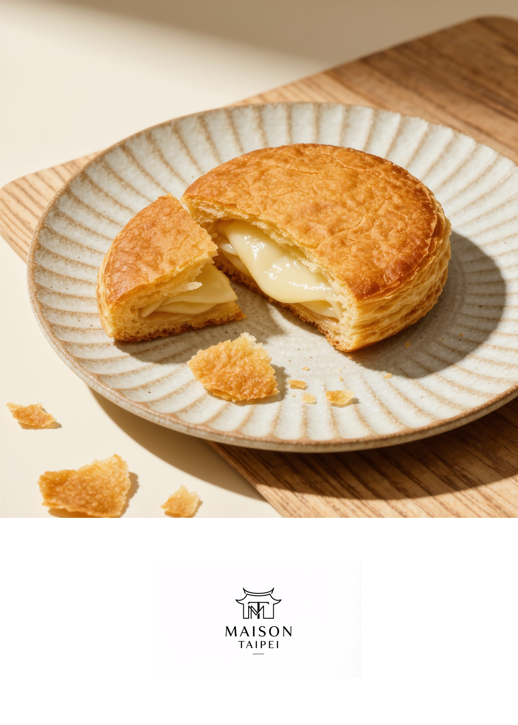 Carte gourmande illustrant une pâtisserie feuilletée taiwanaise