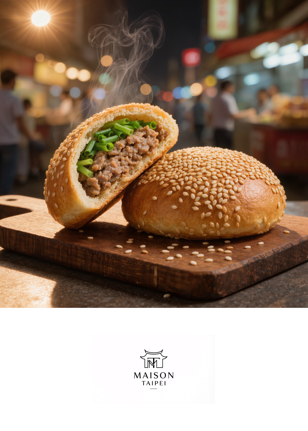 Carte gourmande illustrant le petit pain au poivre taïwanais