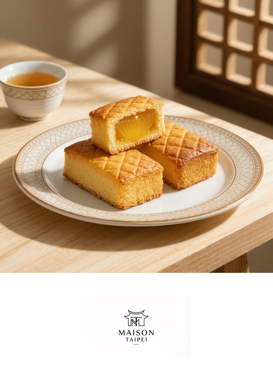 Carte gourmande illustrant le gâteau à l'ananas taiwanais