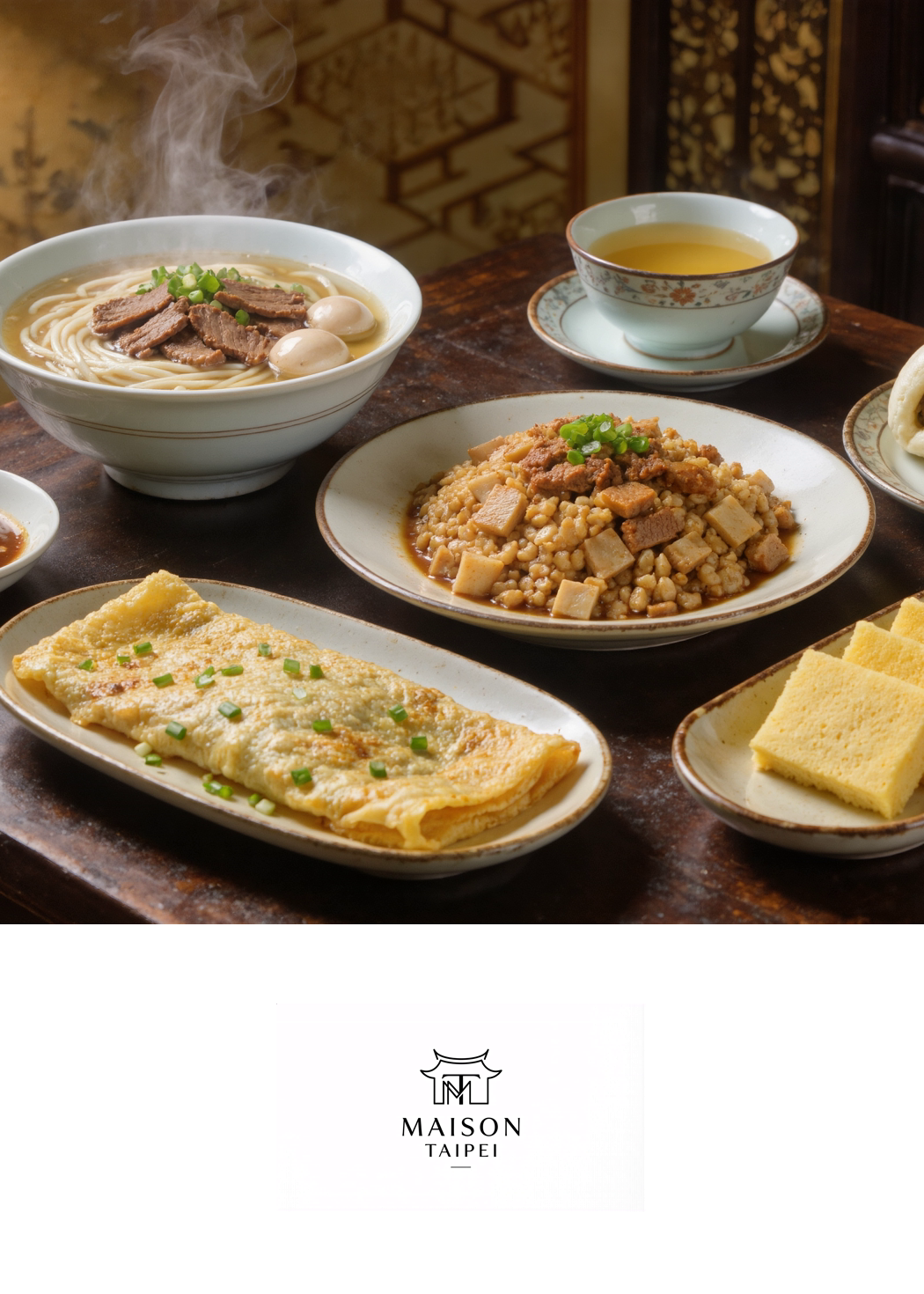 Carte gourmande illustrant un repas taiwanais traditionnel