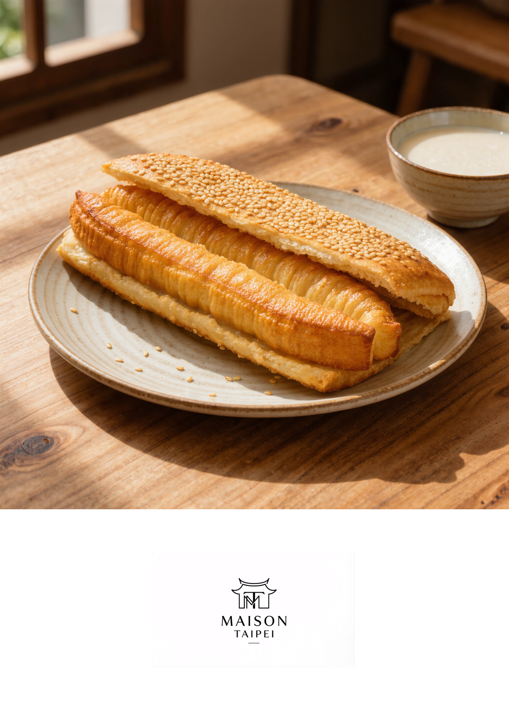 Carte gourmande illustrant le shao bing you tiao taiwanais
